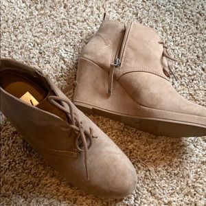 Tan lace up booties